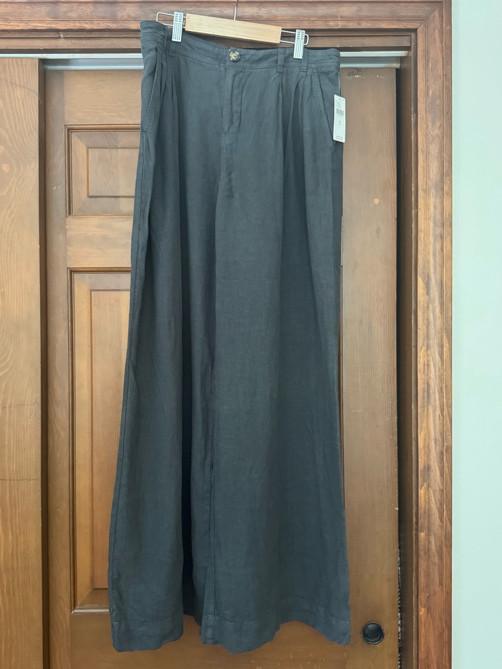 Anthropologie Charcoal Wide-Leg Linen